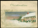 Vintage Christmastime Greetings Card with Snowy House