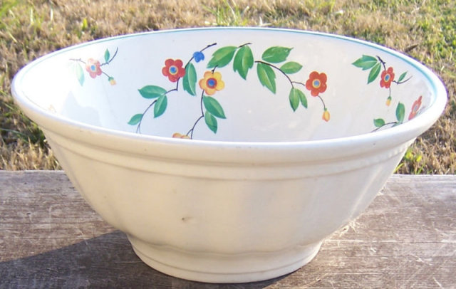 Vintage Bake Rite Ohio China Large Floral Mixing Bowl