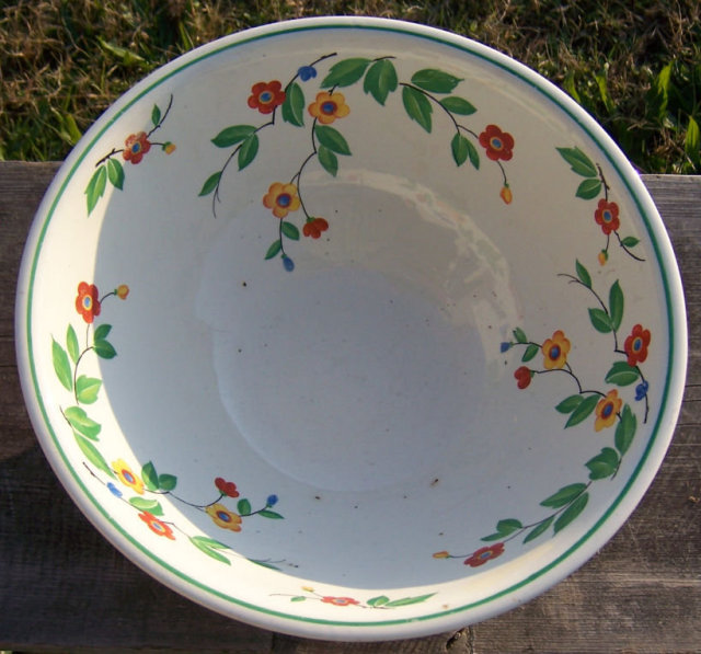 Vintage Bake Rite Ohio China Large Floral Mixing Bowl