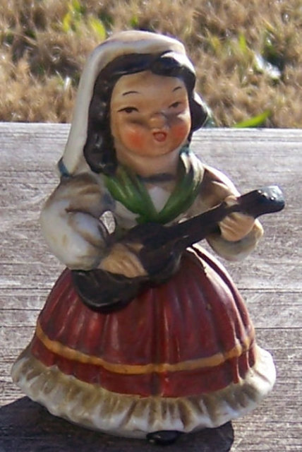Vintage Little Girl Playing a Guitar Japan Figure