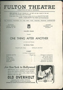 Playbill For One Thing After Another December 1937