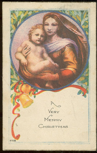 Religious Christmas Postcard with Madonna and Child