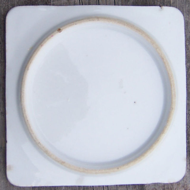 Vintage Square Trivet with Blue Flowers and Gold Trim