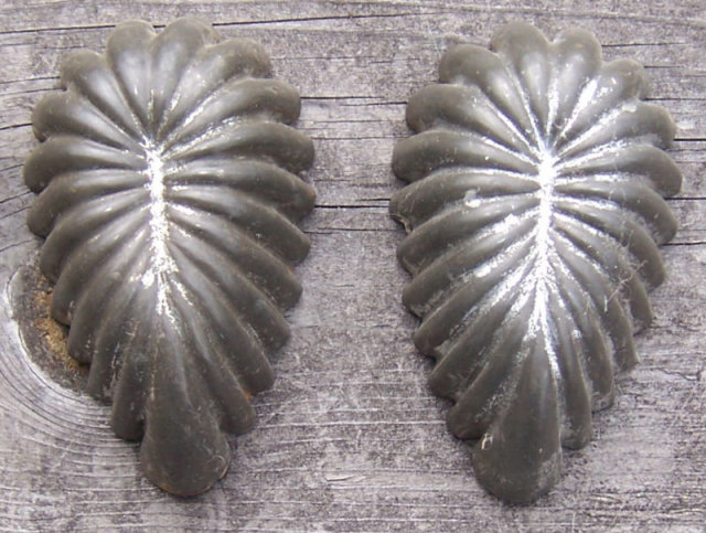 Vintage Set of Two Small Metal Kitchenware Leaf Molds