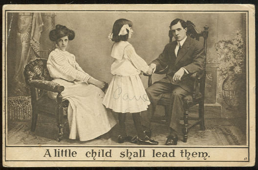 Victorian Postcard of Little Girl With Parents 1910