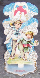 Victorian Fold Out Valentine Of Little Boy and Girl