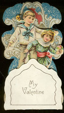 Victorian Fold Out Valentine Of Little Boy and Girl