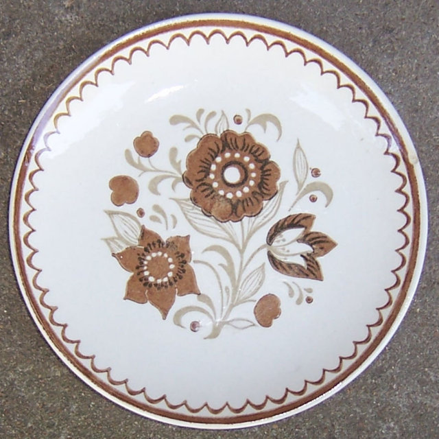 Vintage Brown Floral USA Pottery Small Plate