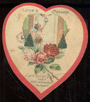 Vintage Heart Valentine Cupid Brings Love's Message