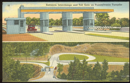 Postcard Entrance Interchange Toll Gate Penn Turnpike
