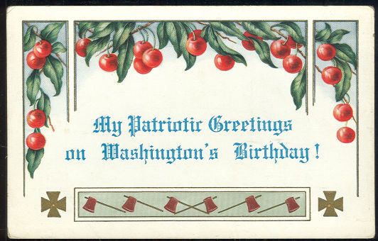 Washington's Birthday Patriotic Postcard with Cherries