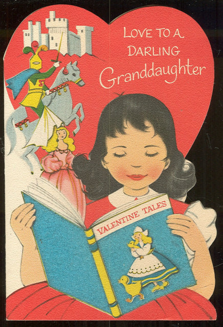 Vintage Darling Granddaughter Valentine Card with Fuzzy Book