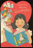 Vintage Darling Granddaughter Valentine Card with Fuzzy Book