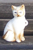 Vintage Pottery Seated Cat White with Brown Highlights