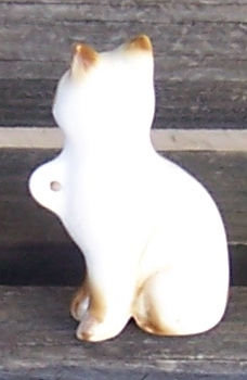 Vintage Pottery Seated Cat White with Brown Highlights