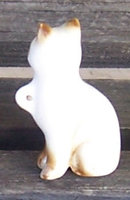 Vintage Pottery Seated Cat White with Brown Highlights