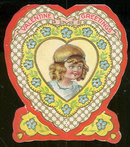 Heart Shaped Vintage Valentine Card with Little Girl