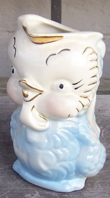 Vintage American Bisque Chick Pitcher with 22kt Gold