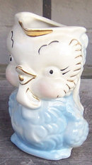 Vintage American Bisque Chick Pitcher with 22kt Gold