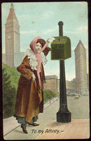 Postcard Victorian Lady Mailing a Letter To My Affinity