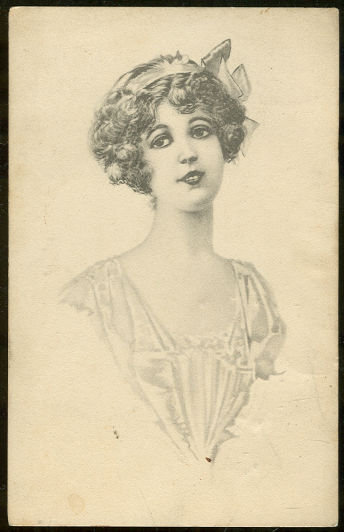 Postcard of Lovely Victorian Lady With Ribbon