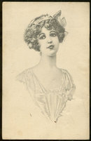 Postcard of Lovely Victorian Lady With Ribbon