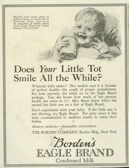 Borden's Eagle Brand Milk 1921 Magazine Advertisement