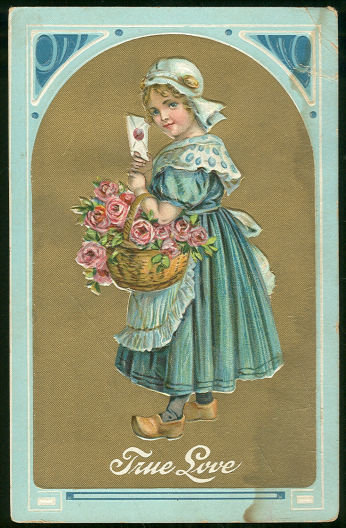 Little Dutch Girl with Basket of Roses