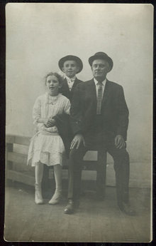 Real Photo Postcard with Father and Two Children