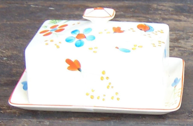 James Kent Fenton Butter Dish With Deco Flowers