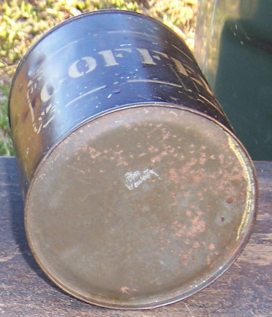 Japanned Brown Coffee Canister with Stenciled Letters