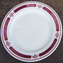 Sterling China White and Red Dinner Plate