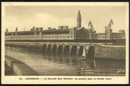 Postcard of New Harbour Station, Cherbourg, France