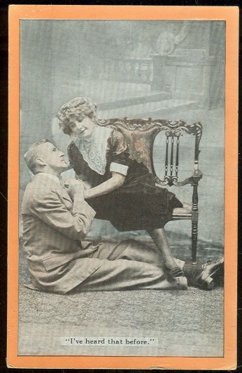 Postcard of Victorian Courting Couple Heard That Before