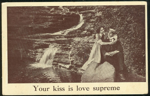 Postcard of Victorian Couple Your Kiss is Love Supreme