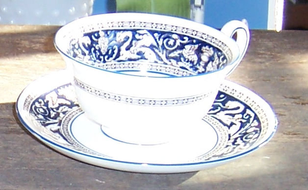 Vintage Wedgwood Floritine Cobalt Cup and Saucer