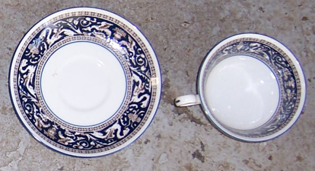 Vintage Wedgwood Floritine Cobalt Cup and Saucer