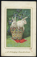 Happy Eastertide Postcard with Bunnies in a Basket 1911