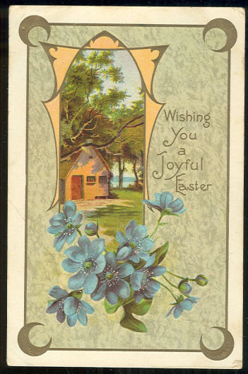 Wishing You a Joyful Easter Postcard Pastoral Scene