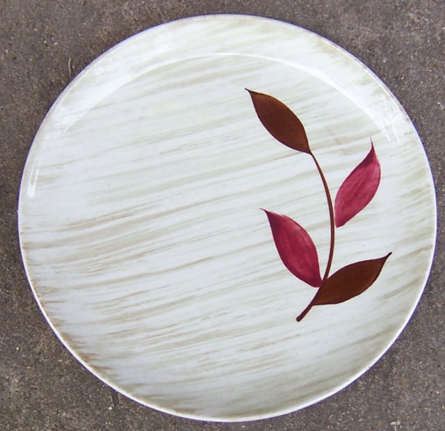 Vintage Stetson Pottery Small Plate Red Leaf Design