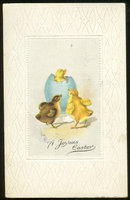 Joyous Easter Postcard with Chicks and Easter Egg 1917