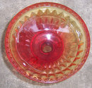 Red and Yellow Glass Footed Comport with Diamond Design