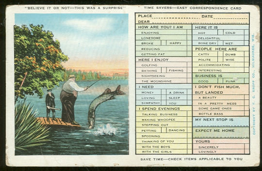 Time Savers Easy Correspondence Postcard Men Fishing