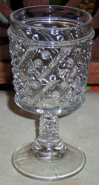 EAPG Clear Barred Hobnail Stemmed Goblet