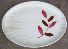 Vintage Stetson Pottery Serving Platter Red Leaf Design