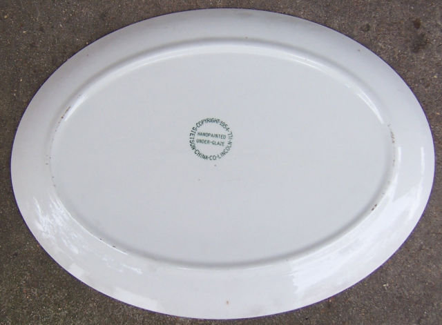 Vintage Stetson Pottery Serving Platter Red Leaf Design