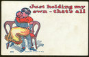 Comic Postcard Kissing Couple Man is Holding His Own