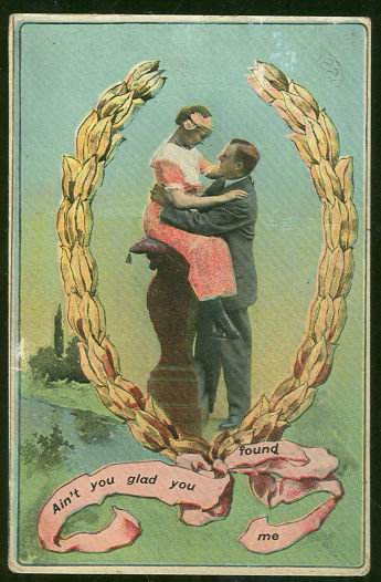 Postcard of Victorian Courting Couple You Found Me 1913