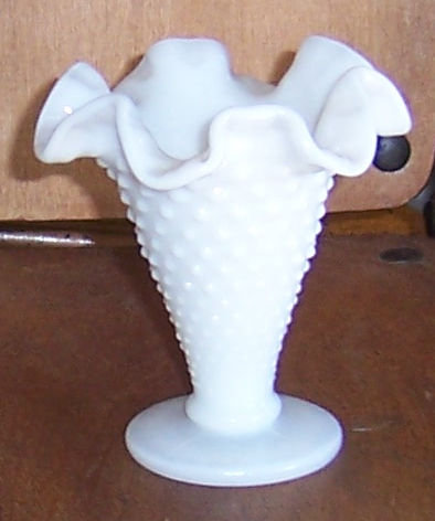 Vintage Milk Glass Hobnail Small Cone Glass Vase