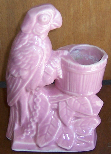 Vintage Nelson McCoy Pottery Pink Parrot Planter